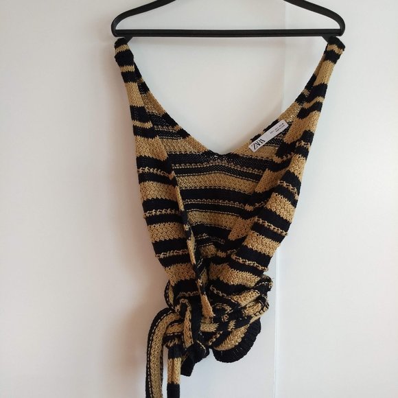 Zara stripe wrap sweater vest shrug - Picture 1 of 11